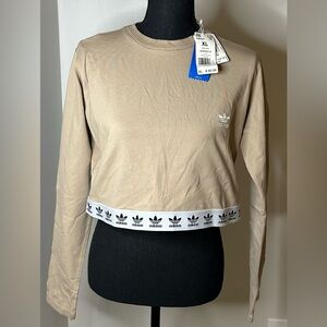 NWT! Adidas Women's Logo Band Tan Crop Top